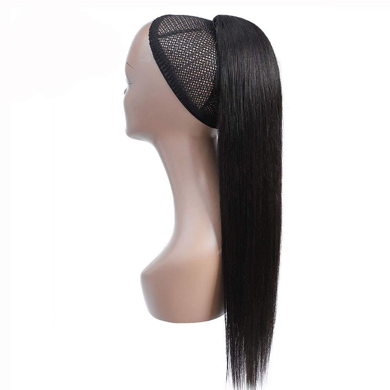 Annora Ponytail Human Hair Extension Straight Hair Drawstring Ponytail Extensions Natural Black Color for Women Clip in Ponytail Hair Extensions (12 Inches) - Image 2